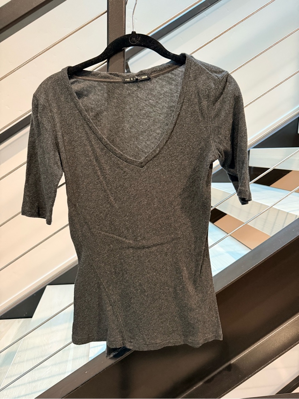 Women’s Charcoal V-Neck Short Sleeve Tee rag & bone